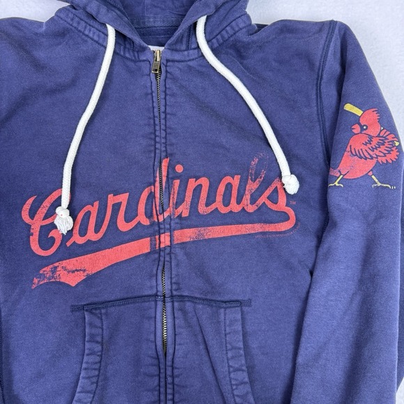 Mitchell & Ness St Louis Cardinals Full Zip Hoodie Small Blue Distressed MLB - Picture 3 of 9